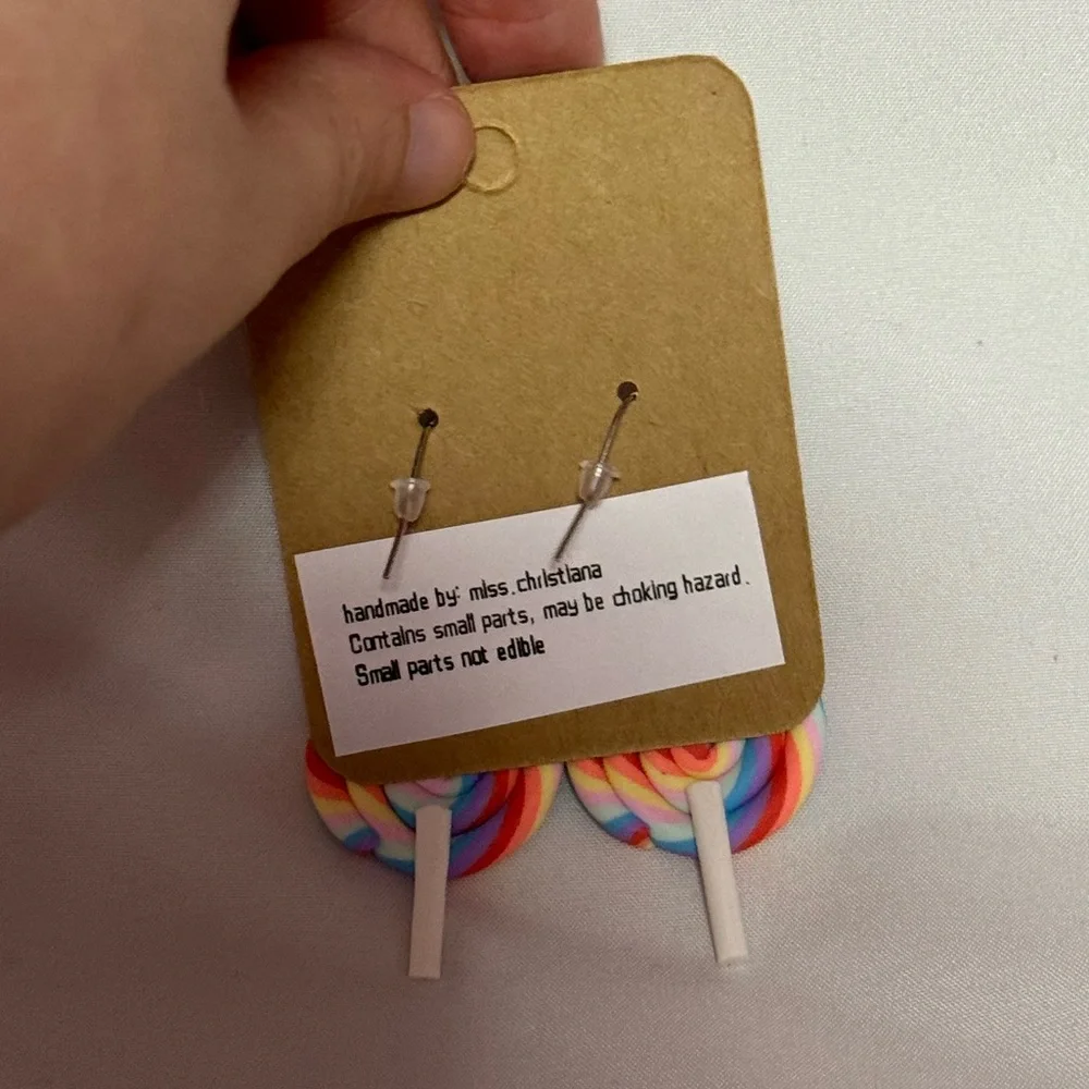 Handmade Rainbow Lollipop Earrings